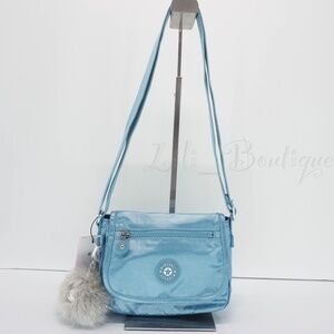 Kipling Sabian Crossbody Mini Shoulder Bag Polyamide AC8281 Aqua Tides Metallic